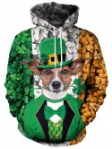 3d Clover And Dog Printed Pullover Hoodie