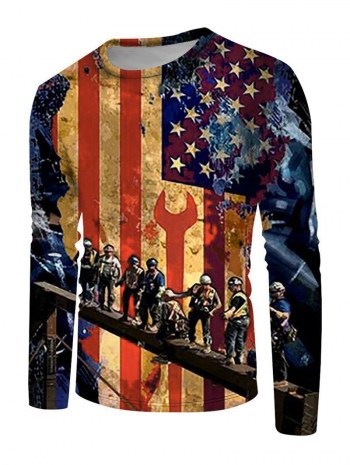 American Flag Printed Long Sleeve T-shirt