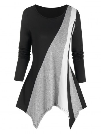 Asymmetric Colorblock T Shirt