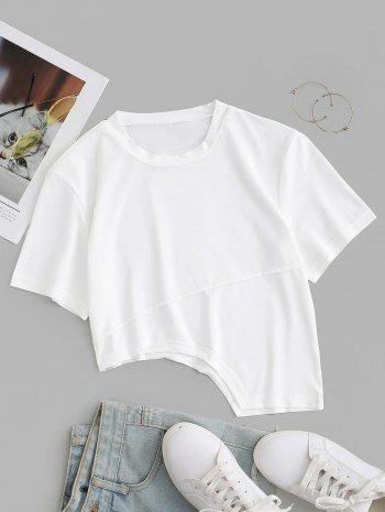 Asymmetrical Short Sleeve Slim Tee