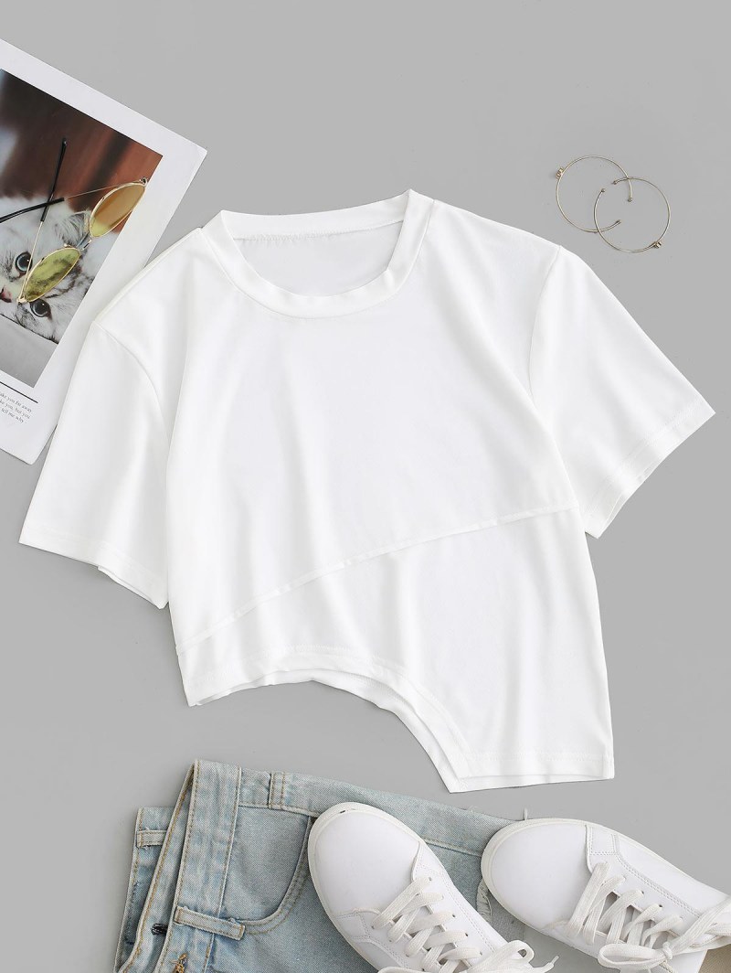 Asymmetrical Short Sleeve Slim Tee