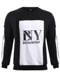 Boynewyork Color Block Spliced Round Neck Sweatshirt