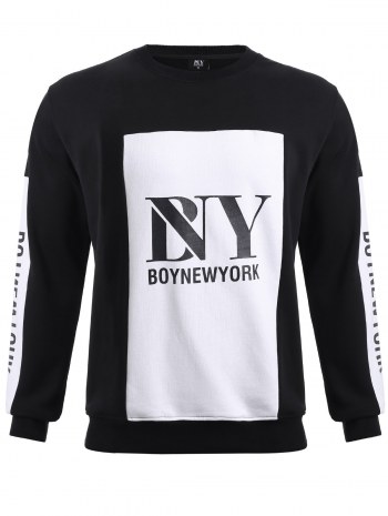Boynewyork Color Block Spliced Round Neck Sweatshirt