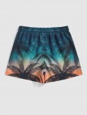 Bubbles And Palm Leaves Printed Drawstring Beach Shorts