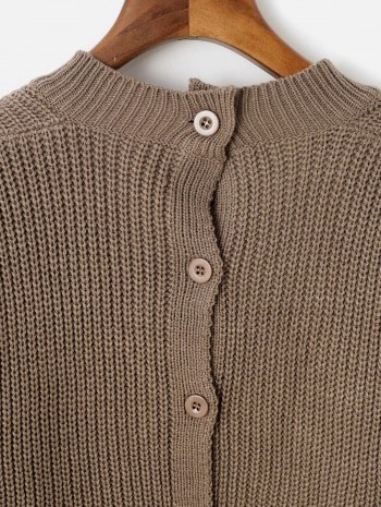 Button Up Back V Neck Cropped Sweater