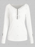 Buttons Lace Trim Raglan Sleeve Knitwear