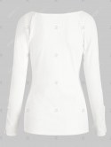 Buttons Lace Trim Raglan Sleeve Knitwear