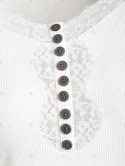 Buttons Lace Trim Raglan Sleeve Knitwear