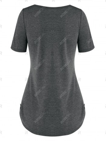 Buttons Pockets Casual Solid T Shirt