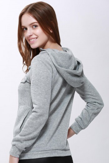 Casual Solid Color Long Sleeve Hoodie For Women