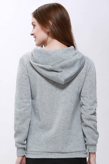 Casual Solid Color Long Sleeve Hoodie For Women