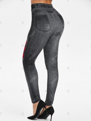 Christmas 3d Destroyed Jean Print Santa Claus Jeggings