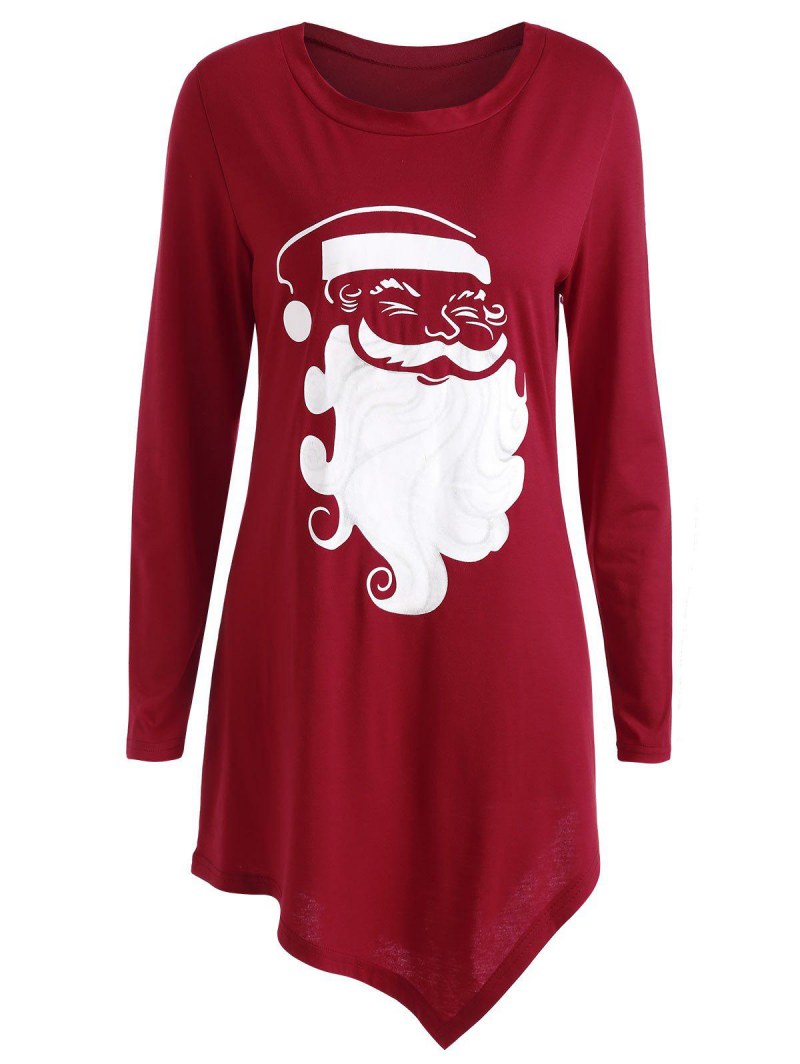 Christmas Santa Claus Asymmetrical T-shirt