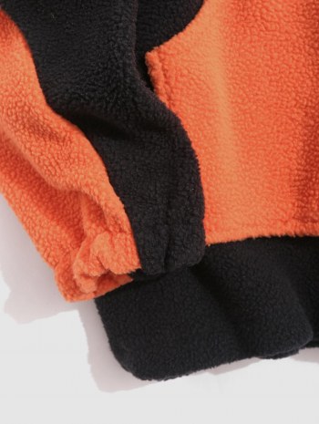 Colorblock Oversized Raglan Sleeve Faux Shearling Hoodie