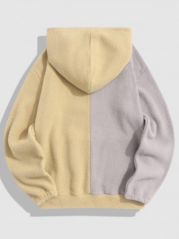 Colorblock Polar Faux Fur Fleece Hoodie