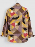 Colorful Geometric Print Vintage Long Sleeve Shirt