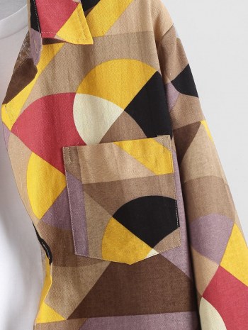 Colorful Geometric Print Vintage Long Sleeve Shirt