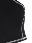 Contrast Stitching Ribbed Open Back Crop Top
