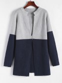 Contrast Two Tone Knit Tunic Cardigan