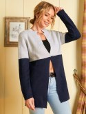 Contrast Two Tone Knit Tunic Cardigan