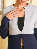 Contrast Two Tone Knit Tunic Cardigan