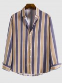 Contrast Vertical Stripe Print Button Up Shirt