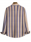 Contrast Vertical Stripe Print Button Up Shirt