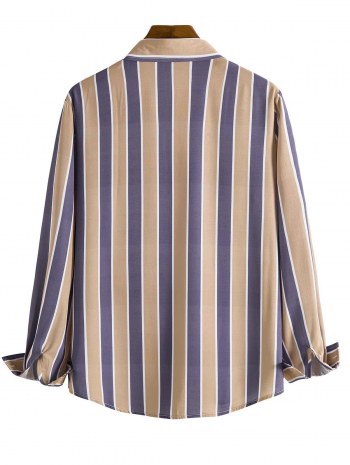 Contrast Vertical Stripe Print Button Up Shirt