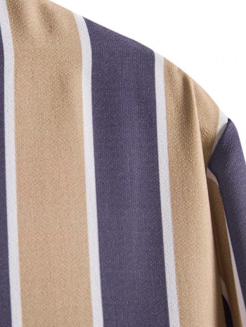 Contrast Vertical Stripe Print Button Up Shirt