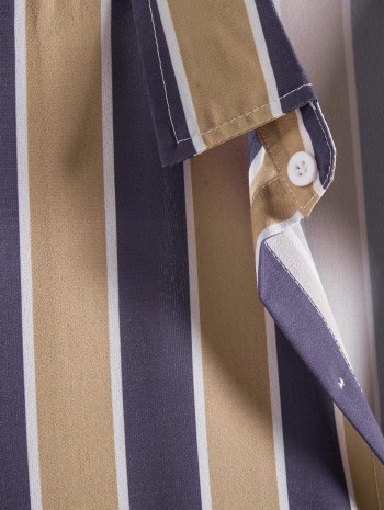 Contrast Vertical Stripe Print Button Up Shirt