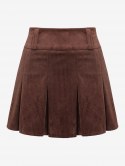 Corduroy Preppy Mini Pleated Skirt