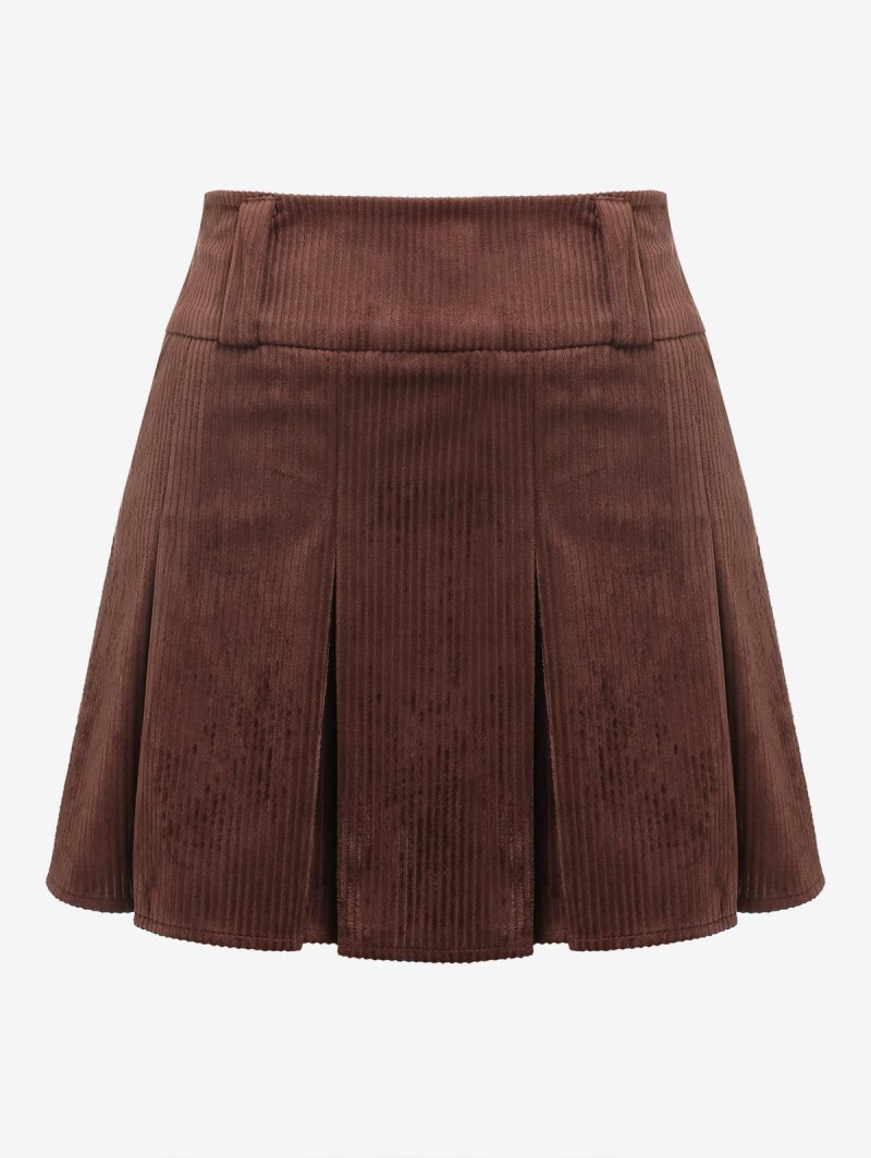 Corduroy Preppy Mini Pleated Skirt