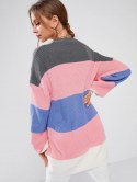 Crewneck Colorblock Long Tunic Sweater