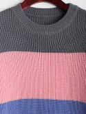 Crewneck Colorblock Long Tunic Sweater