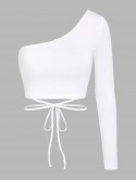 Criss Cross One Shoulder Midriff Flossing Tee