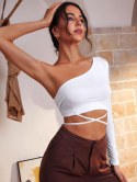 Criss Cross One Shoulder Midriff Flossing Tee