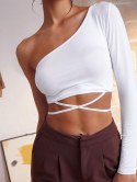 Criss Cross One Shoulder Midriff Flossing Tee