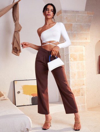 Criss Cross One Shoulder Midriff Flossing Tee