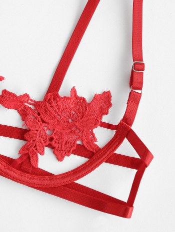 Crochet Lace Underwire Balconette Lingerie Set