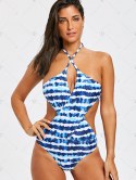 Crossover Tie Dye One Piece Swimwear