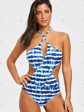 Crossover Tie Dye One Piece Swimwear