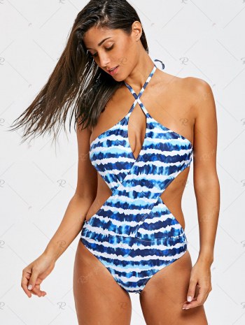 Crossover Tie Dye One Piece Swimwear