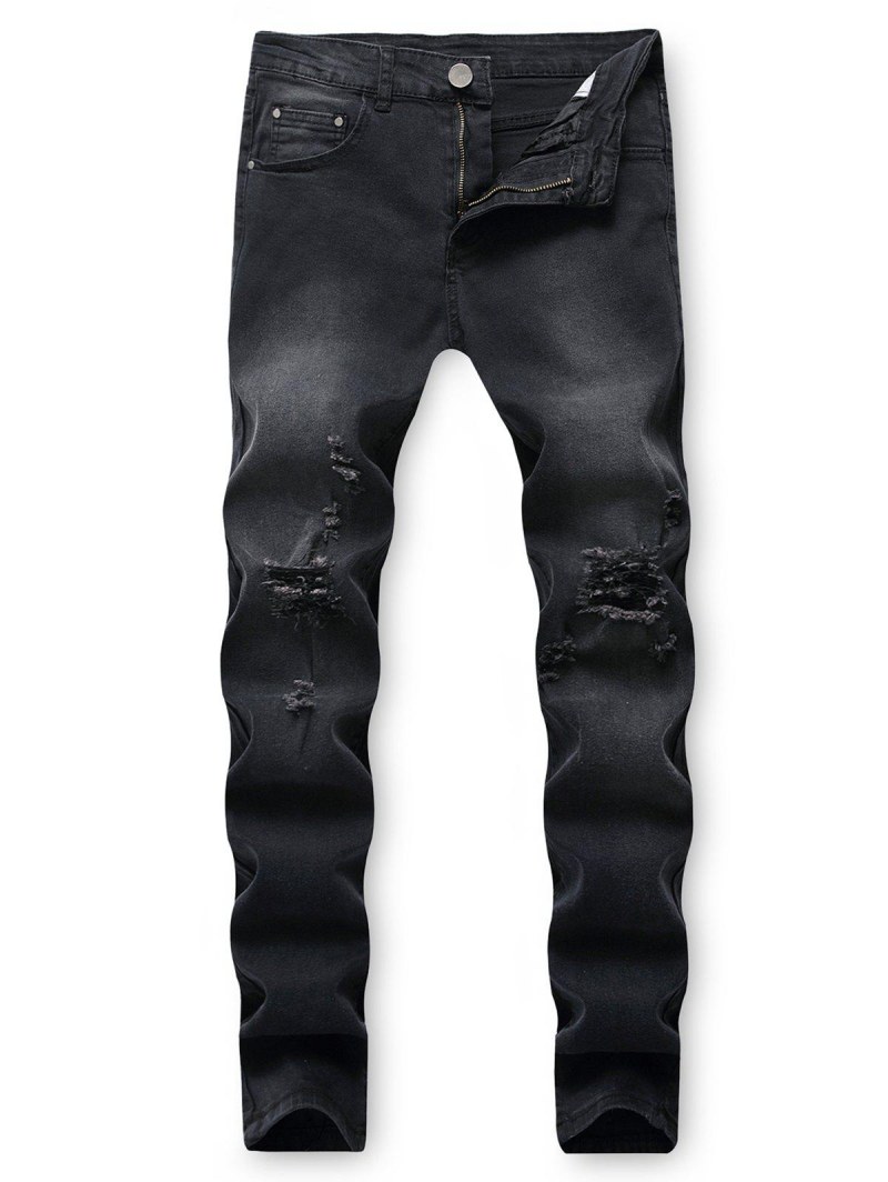 Destroy Wash Casual Long Jeans