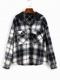 Detachable Hood Plaid Pocket Coat