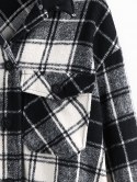 Detachable Hood Plaid Pocket Coat