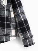 Detachable Hood Plaid Pocket Coat