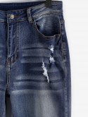Distressed Frayed Hem Mid Rise Skinny Jeans