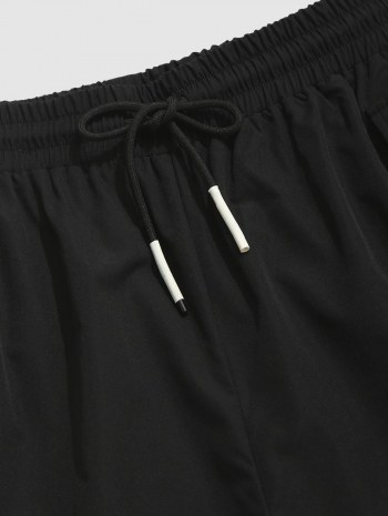 Drawstring Letter Print Cargo Shorts