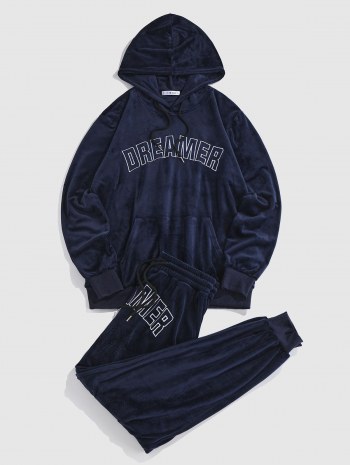 Dreamer Embroidered Velour Hoodie And Jogger Pants Set