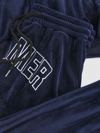 Dreamer Embroidered Velour Hoodie And Jogger Pants Set